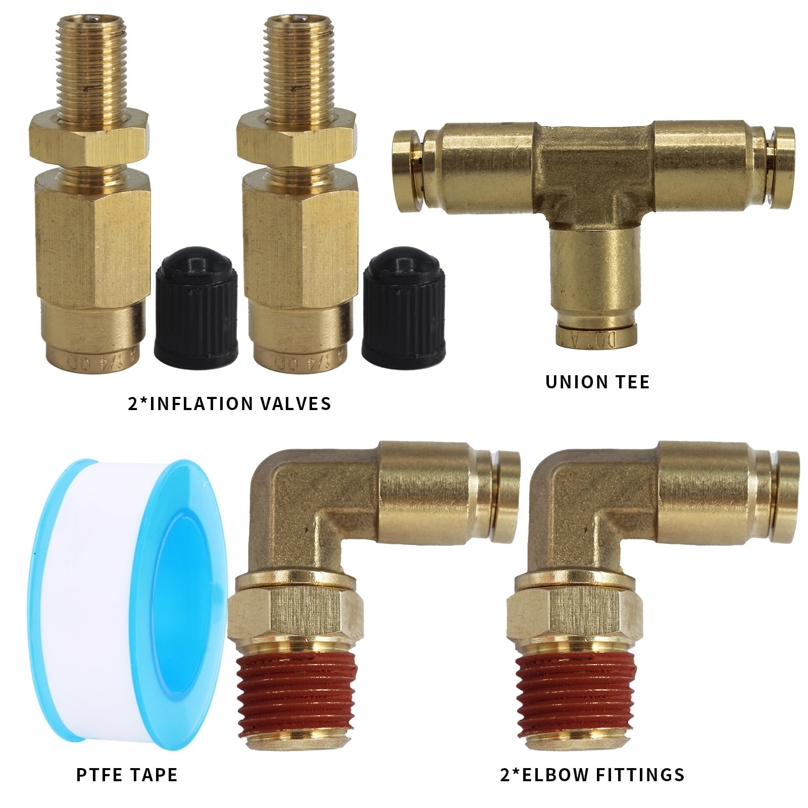 Air Line Service Kit For Air Spring Bag Suspension With Fittings, 20 Ft Pu Hose Tubing, 1/4 Npt Elbow Fitting, Valve Air Bag Sus